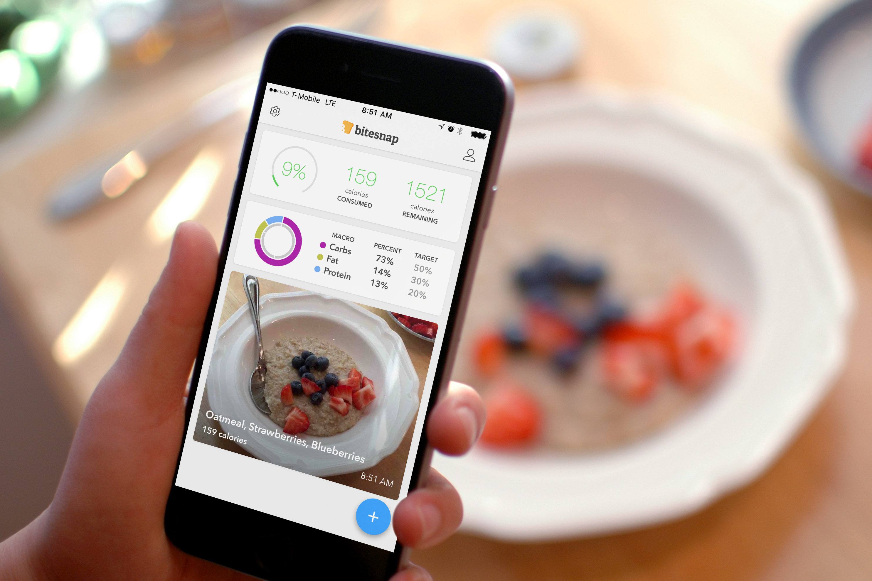 In the homepage you can keep track of your calories and macronutrients
